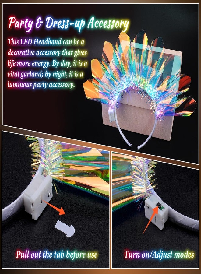 HONLYNE Valentines Day Gifts, New Year LED Headband Light Up Headband, Glow In The Dark Party Supplies, Glow Party Crown Hair Accessories for Women & Girls, Glow In The Dark Flashing Hair Band for Raves - Image 2
